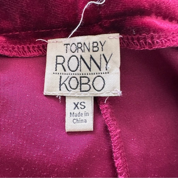Torn By Ronny Kobo Red Velvet Flare Pants Size XS - Picture 4 of 9